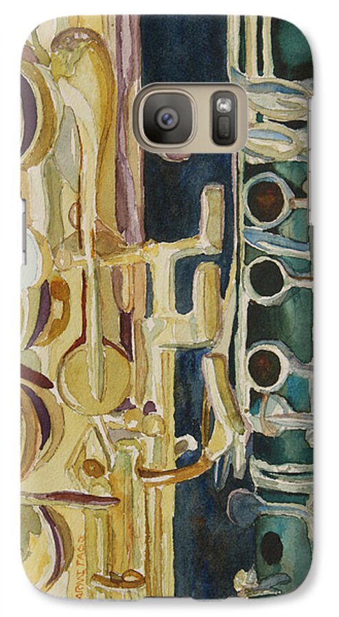Saxophone Galaxy S7 Case featuring the painting Midnight Duet by Jenny Armitage