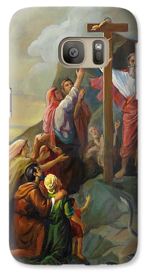 Moses Galaxy S7 Case featuring the painting Moses and the Brazen Serpent - Biblical Stories by Svitozar Nenyuk
