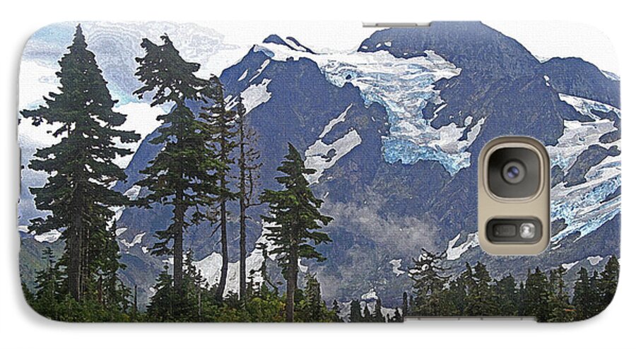 Mount Baker Galaxy S7 Case featuring the photograph Mount Baker And Fir Trees And Glaciers And Fog by Tom Janca