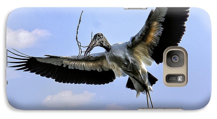 Florida Galaxy S7 Case featuring the photograph Nest Building Woodstork by Donald Brown