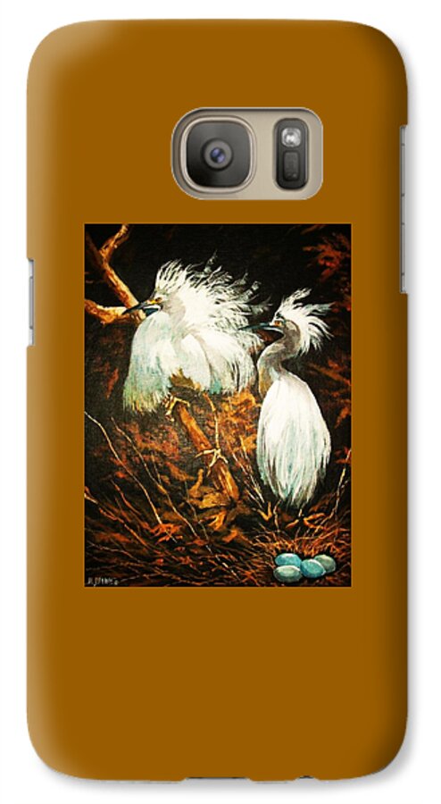 Birds Galaxy S7 Case featuring the painting Nesting Egrets by Al Brown