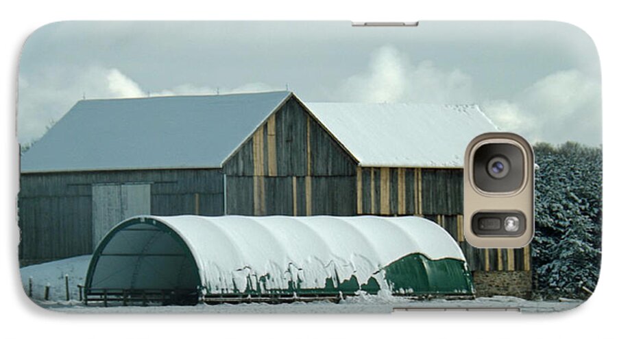 Cloud Galaxy S7 Case featuring the photograph New and old barn planks by Brenda Brown