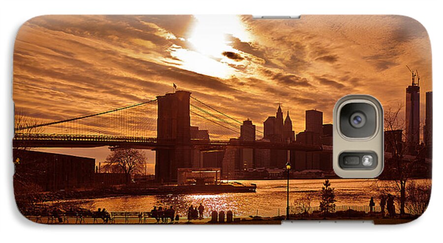 New York Galaxy S7 Case featuring the photograph New York Skyline and Brooklyn Bridge -- Late Afternoon by Mitchell R Grosky
