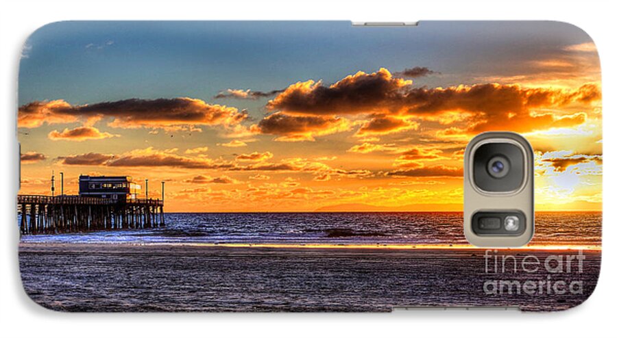 Newport Beach Galaxy S7 Case featuring the photograph Newport Beach Pier - Sunset by Jim Carrell