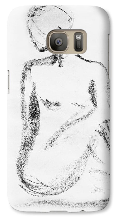 Nude Galaxy S7 Case featuring the drawing Nude Model Gesture VI by Irina Sztukowski
