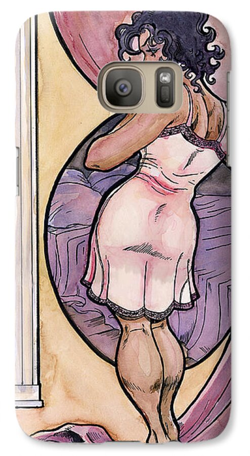 Beautiful Galaxy S7 Case featuring the drawing Olivia by John Ashton Golden