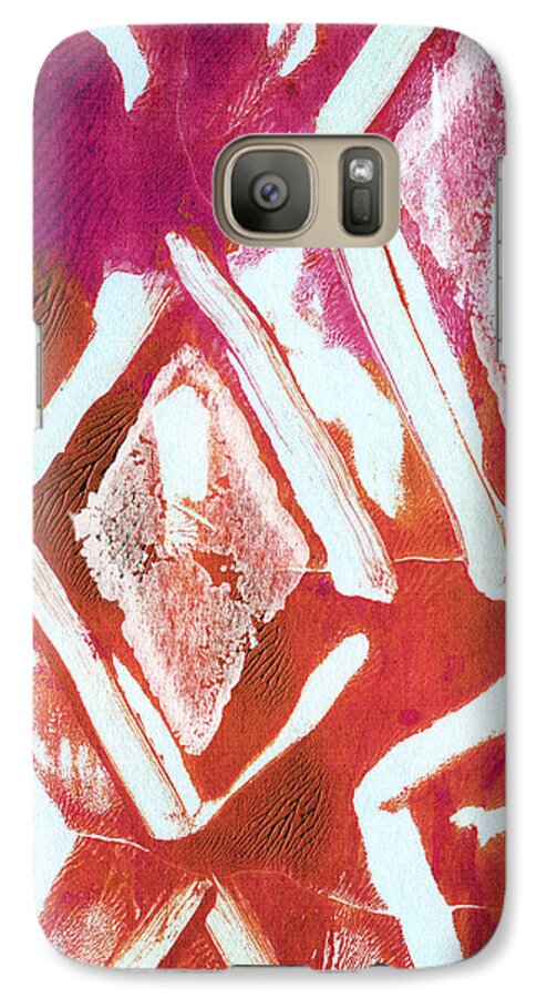 Contemporary Abstract Painting Galaxy S7 Case featuring the painting Orchid Diamonds- Abstract Painting by Linda Woods