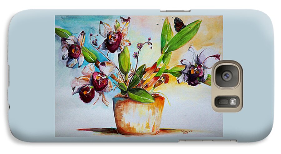 Orchids Galaxy S7 Case featuring the painting Orchids of the Bay by Bernadette Krupa