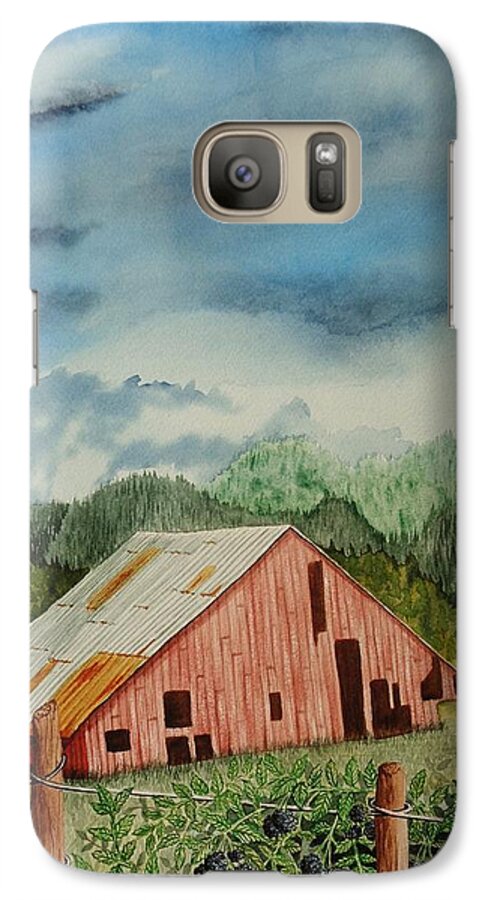 Print Galaxy S7 Case featuring the painting Oregon Barn by Katherine Young-Beck