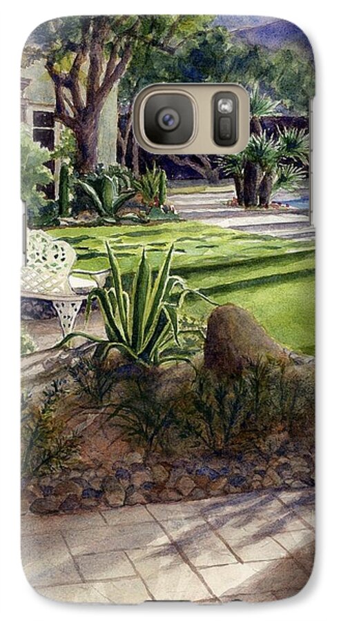 Palm Springs Ca Galaxy S7 Case featuring the painting Palm Springs backyard by Janet King