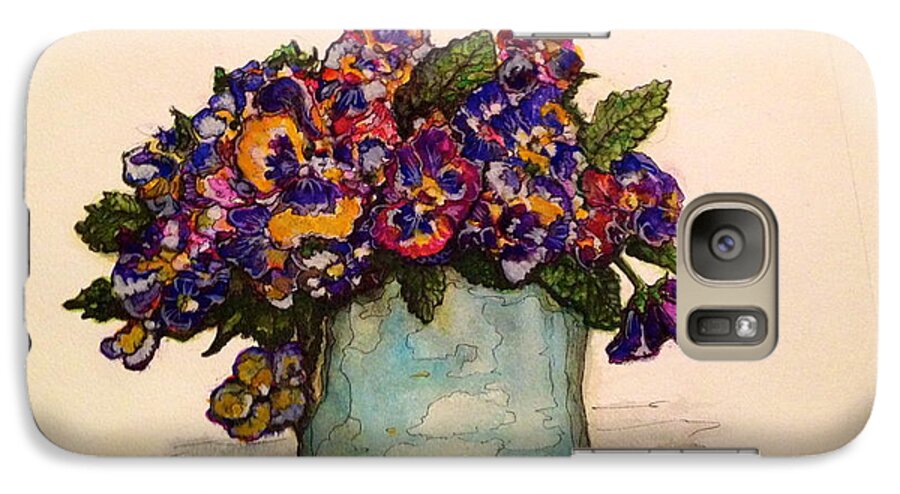 Flowers Galaxy S7 Case featuring the painting Pansies by Rae Chichilnitsky