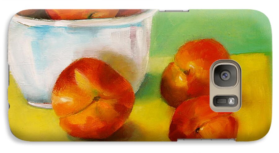 Peaches Galaxy S7 Case featuring the painting Peachy Keen by Michelle Abrams