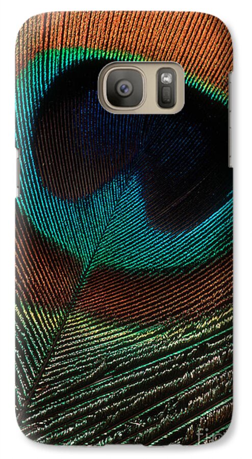 Peacock Galaxy S7 Case featuring the photograph Peacock Feather by Jerry Fornarotto