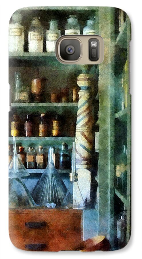 Funnels Galaxy S7 Case featuring the photograph Pharmacy - Back Room of Drug Store by Susan Savad
