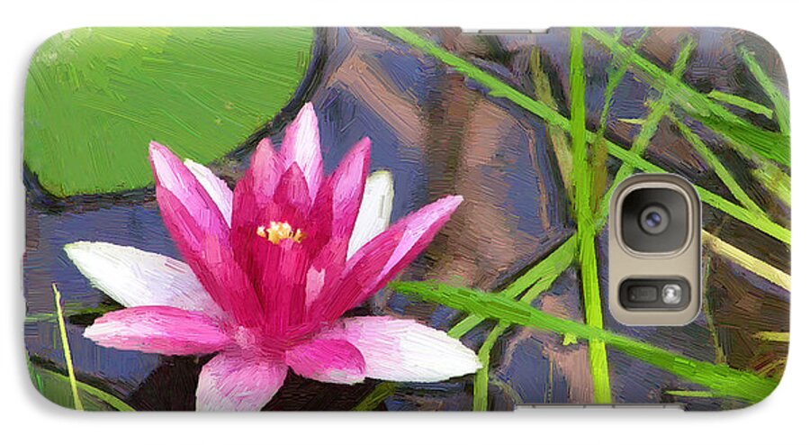 Pink Water Lily Painting By Doug Kreuger Galaxy S7 Case featuring the painting Pink Water Lily by Doug Kreuger