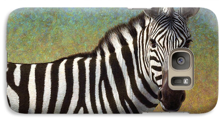 Zebra Galaxy S7 Case featuring the painting Portrait of a Zebra by James W Johnson