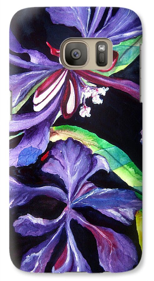 Purple Flower Galaxy S7 Case featuring the painting Purple Wildflowers by Lil Taylor