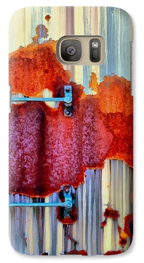 Rail Rust Galaxy S7 Case featuring the photograph Rail rust - Abstract - Studs and Stripes by Janine Riley