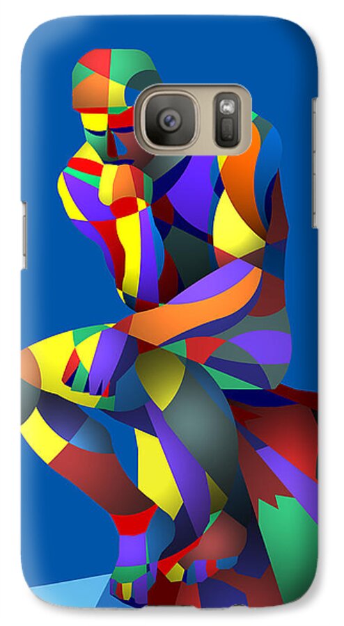 Classic Sculpture Galaxy S7 Case featuring the digital art Randy's Rodin Blue by Randall J Henrie