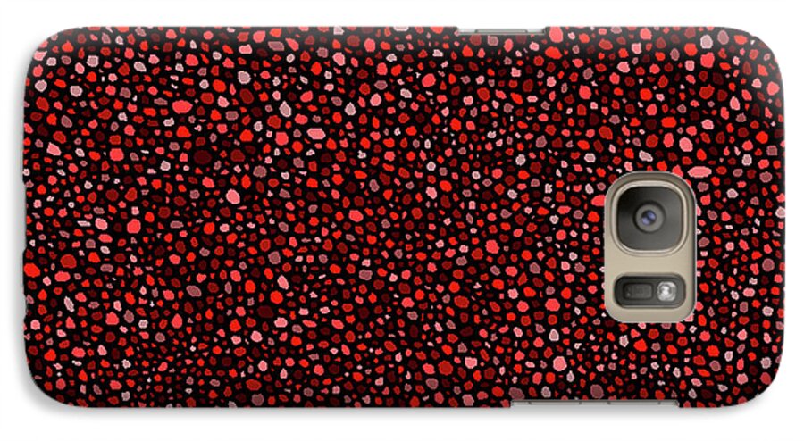 Red Galaxy S7 Case featuring the digital art Red and Black Circles by Janice Dunbar