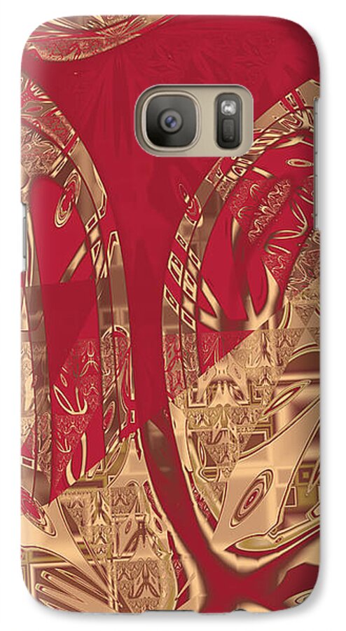 Abstract Galaxy S7 Case featuring the digital art Red Geranium Abstract by Judi Suni Hall