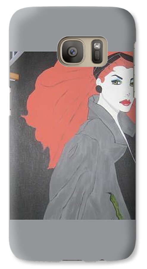  Modern        Female Art Deco Galaxy S7 Case featuring the painting RED by Nora Shepley