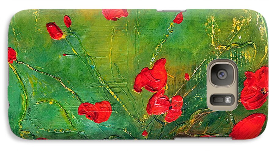 Acrylic Galaxy S7 Case featuring the painting Red Poppies by Teresa Wegrzyn