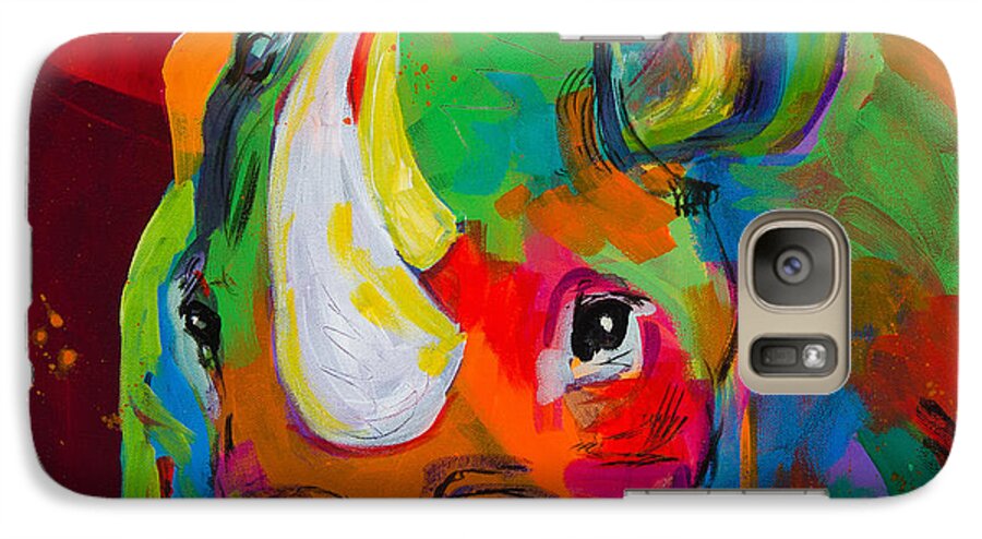 Tracy Miller Galaxy S7 Case featuring the painting Red Rhino by Tracy Miller