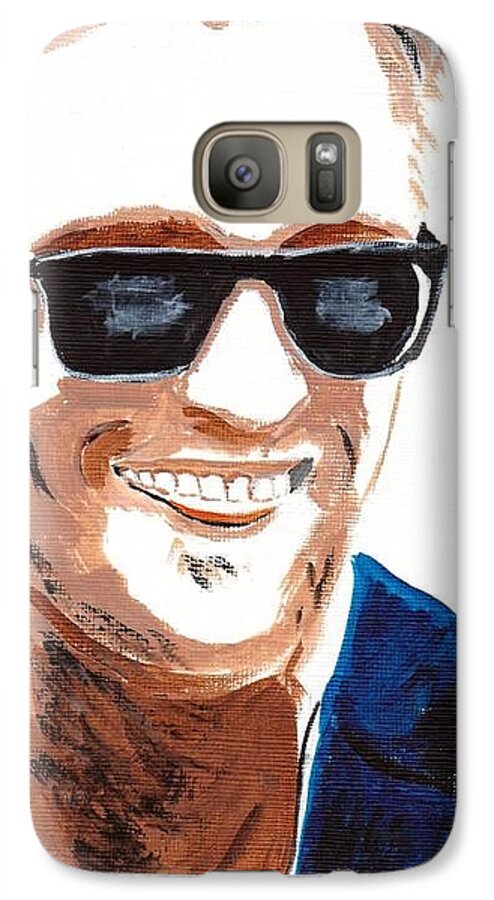 Robert Pattinson Actor Famous Faces Filmstar Movies People Acrylic Black And White Galaxy S7 Case featuring the painting Robert Pattinson 118a by Audrey Pollitt