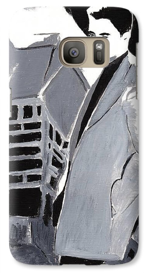 Robert Pattinson Black And White Film Actor Famous People Silhouette Galaxy S7 Case featuring the painting Robert Pattinson 129 by Audrey Pollitt