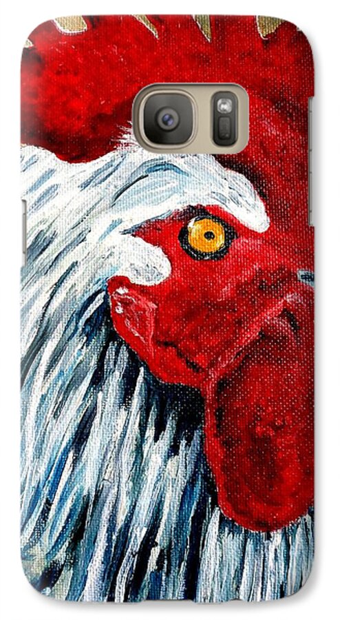 Red Galaxy S7 Case featuring the painting Rooster Doodle by Julie Brugh Riffey