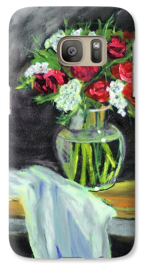 Rose Flower Vase Still Life Cloth Bouquet Galaxy S7 Case featuring the painting Roses for Mother's Day by Michael Daniels