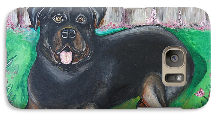Rottweiler Galaxy S7 Case featuring the painting Rottweiler by Leslie Manley