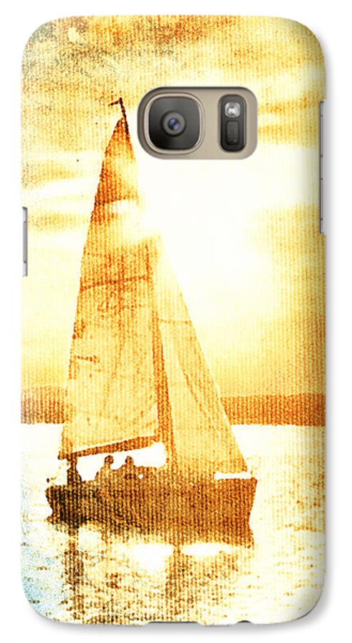 Sail Galaxy S7 Case featuring the digital art Sailing in Orange by Andrea Barbieri