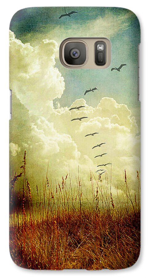 Pelicans Galaxy S7 Case featuring the photograph Sand Dunes and Pelicans by Linda Olsen