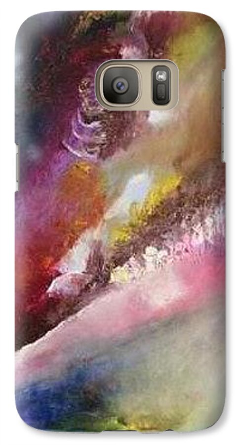Thick Layers Of Oil Paint Knifed Onto Canvas And Sprayed With Acrylic Paint Inbetween The Layers Of Oil. Canvas Was Dyed Prior To Painting With Oils. Galaxy S7 Case featuring the painting Sarah's Star - My Angel by Carrie Maurer