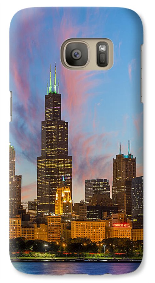 Chicago Skyline Galaxy S7 Case featuring the photograph Sears Tower Sunset by Sebastian Musial