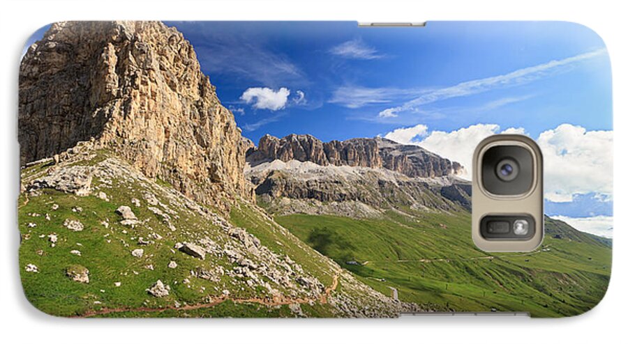 Alpine Galaxy S7 Case featuring the photograph Sella mountain and Pordoi pass by Antonio Scarpi