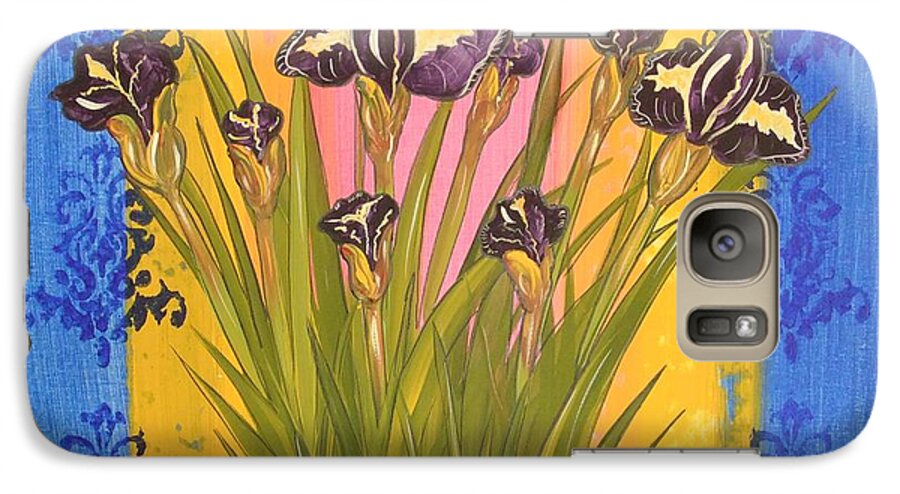 Iris Galaxy S7 Case featuring the painting Shabby Chic Iris by Cindy Micklos