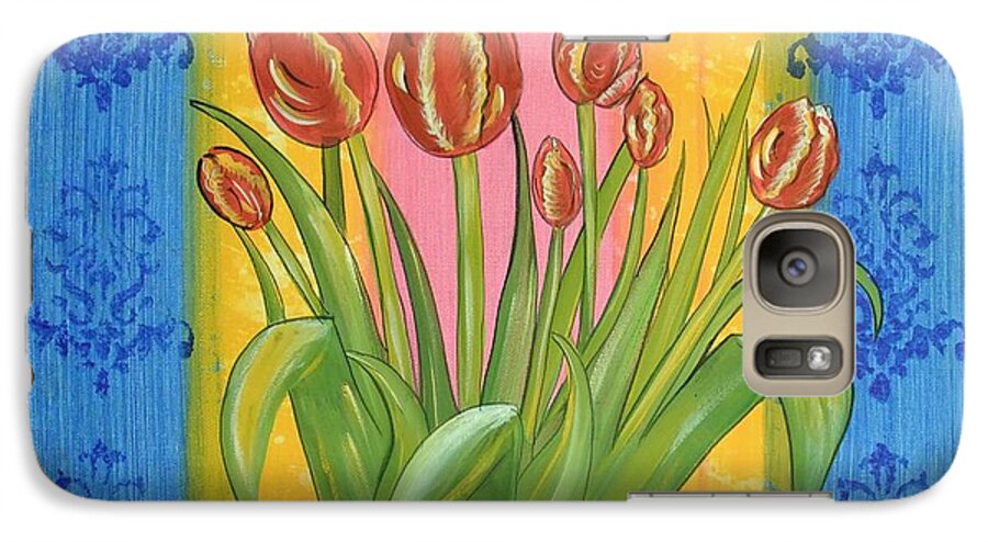 Tulips Galaxy S7 Case featuring the painting Shabby Chic Tulips by Cindy Micklos