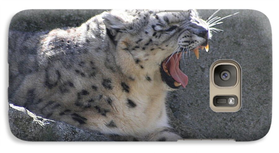Panthera Uncia Galaxy S7 Case featuring the photograph Snow Leopard Yawn by Neal Eslinger