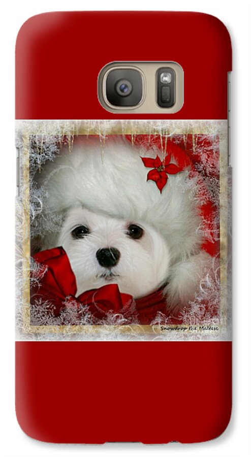  Galaxy S7 Case featuring the mixed media Snowdrop and Santa Hat by Morag Bates