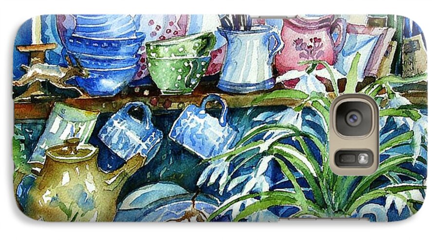 Snowdrops Galaxy S7 Case featuring the painting Snowdrops on a Kitchen Dresser by Trudi Doyle