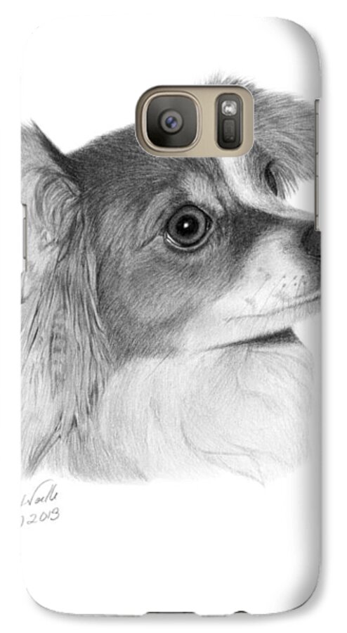 Papillon Galaxy S7 Case featuring the drawing Sophie - 013 by Abbey Noelle