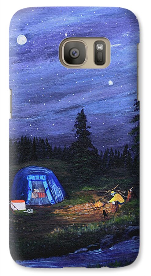 Tent Galaxy S7 Case featuring the painting Starry Night Campers Delight by Myrna Walsh