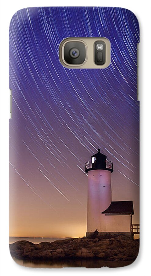 Annisquam Lighthouse Massachusetts Galaxy S7 Case featuring the photograph Stars trailing over Lighthouse by Jeff Folger