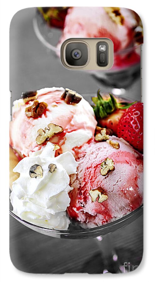Ice Cream Galaxy S7 Case featuring the photograph Strawberry ice cream sundae by Elena Elisseeva