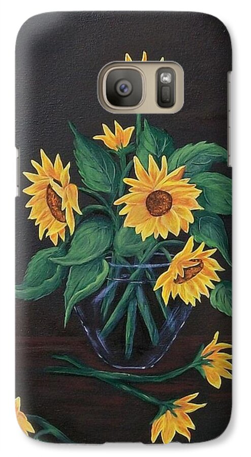 Yellow Galaxy S7 Case featuring the painting Sun Flowers by Sharon Duguay