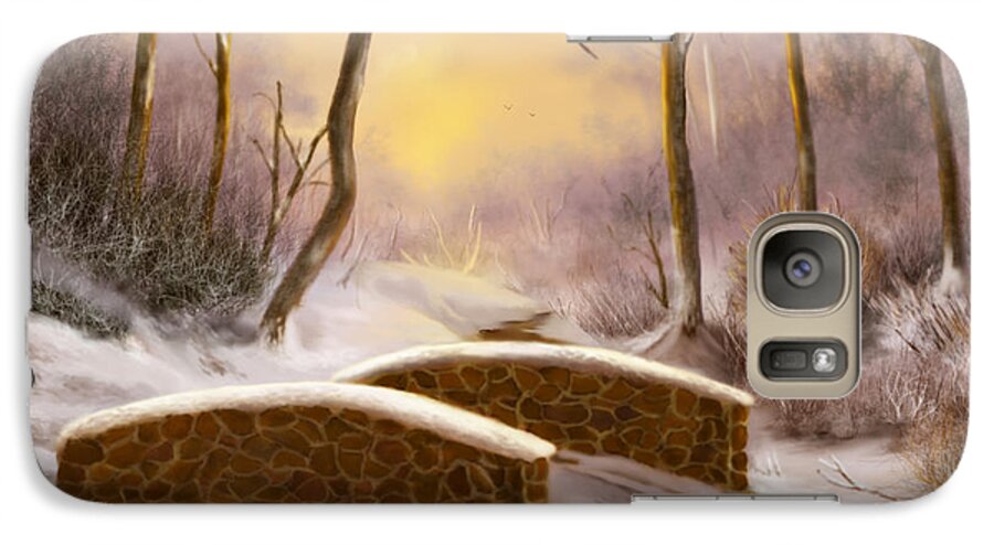 Sunset Galaxy S7 Case featuring the painting Sunlight in Winter by Sena Wilson