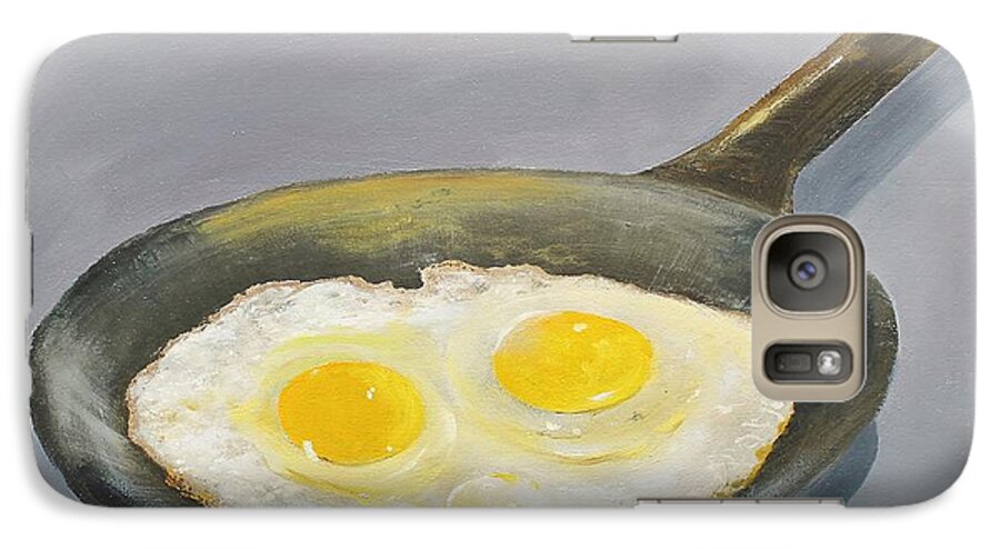 Eggs Galaxy S7 Case featuring the painting Sunny Side by Ken Ahlering